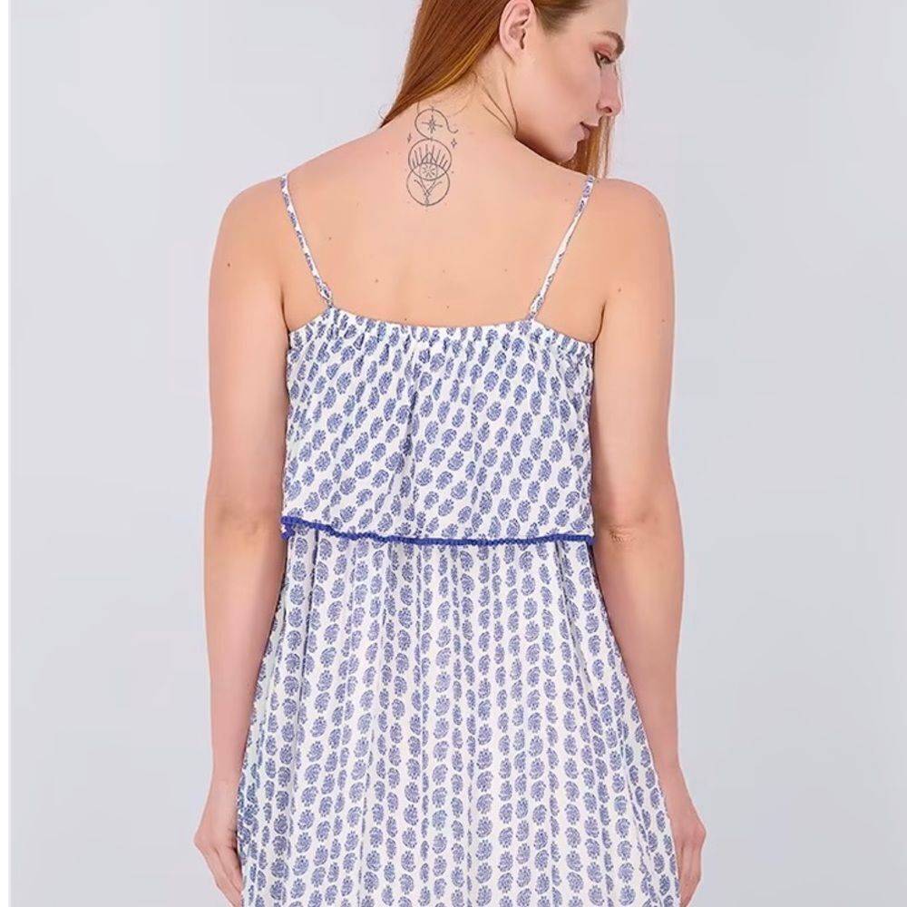 Polo Ralph Lauren white blue paisley print ruffle midi flowy dress plus size 16 - Picture 4 of 13